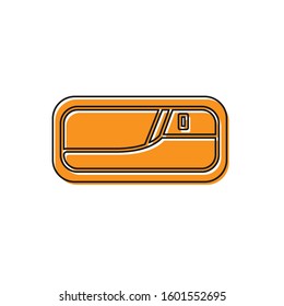 Orange Car door handle icon isolated on white background.  Vector Illustration