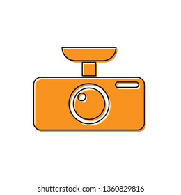 Orange Car DVR icon isolated on white background. Car digital video recorder icon. Vector Illustration