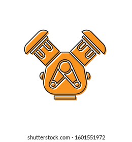 Orange Car engine icon isolated on white background.  Vector Illustration