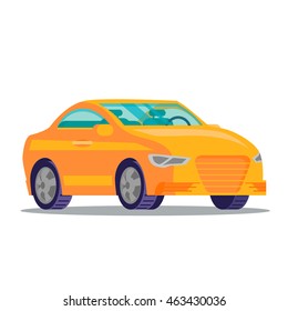 Orange car in flat style