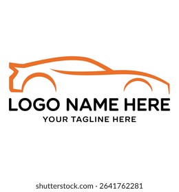 Orange car outline for logo design isolated on white background