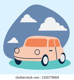 coche naranja sobre fondo del cielo