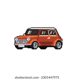orange car in pixel art style