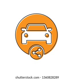Orange Car sharing icon isolated on white background. Carsharing sign. Transport renting service concept. Vector Illustration
