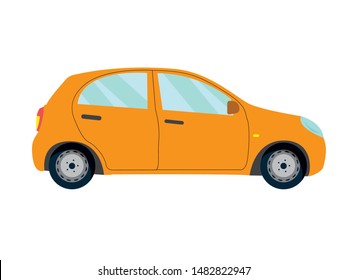 Orange Car Side View Illustration Vector