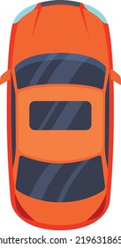 Orange car top view. Auto cartoon icon