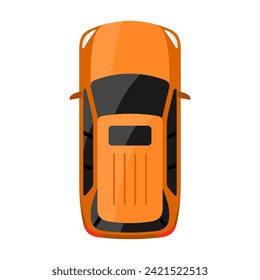 Orange car top view vector illustration