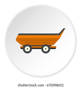 Orange car trailer icon in flat circle isolated vector illustration for web