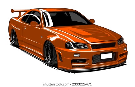 Orange car vector custom modern racing car vector art sports racing car isolated on white Background vector car logo art.