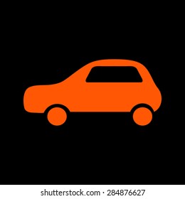 Orange car vector icon on a black background