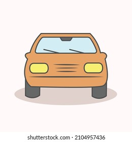 Un vector de coche anaranjado aislado en un fondo suave