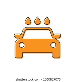 Orange Car wash icon isolated on white background. Carwash service and water cloud icon. Vector Illustration