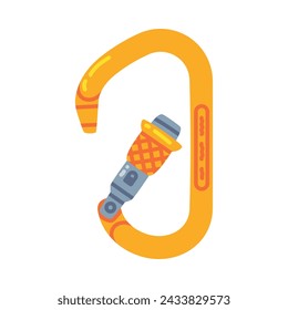 Orange Carabiner or Karabiner as Clip and Shackle Vector Illustration