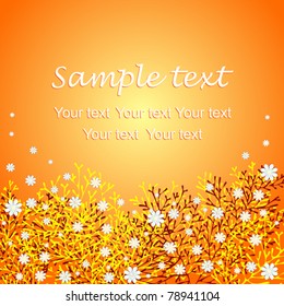 Orange card with orange chamomiles