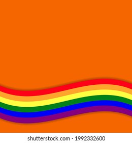 Orange card concept for Pride month in the Netherlands vector illustration with copy space. Rainbow spectrum LGBTQ pride symbol.