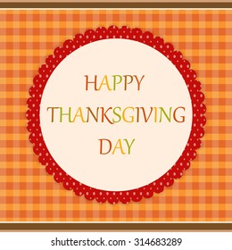 orange card with inscription Happy Thanksgiving Day