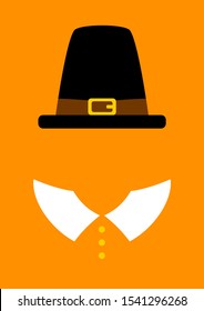 Orange Card Thanksgiving Abstract Pilgrim