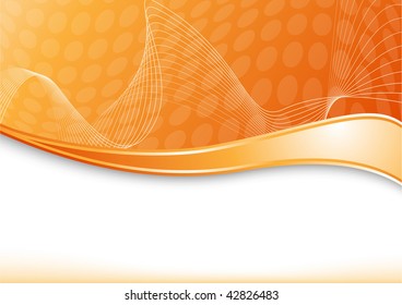 Orange card with wave. Vector illustration