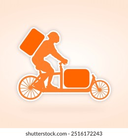 orange cargo bike silhouette sign illustration design