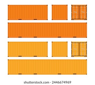 Orange cargo containers. Vector illustration. Isolated on a white background.