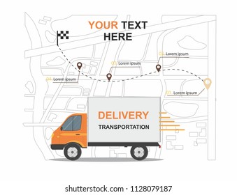 Orange Cargo Delivery Business infographic with transport Vector Illustration
