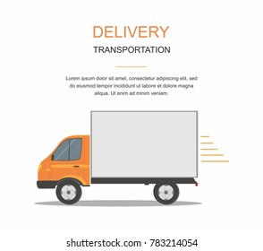 Orange Cargo Delivery Van Isolated on White Background