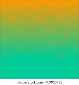 Orange caribbean green polygon abstract background