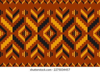 Orange carpet tribal pattern art. Geometric ethnic seamless pattern traditional. American, Mexican style. Design for background, wallpaper, fabric, clothing, carpet, textile, batik, embroidery.