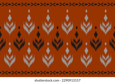 Orange carpet tribal pattern art. Ethnic ikat seamless pattern traditional. American, Mexican style. Design for background, wallpaper, fabric, clothing, carpet, textile, batik, embroidery.