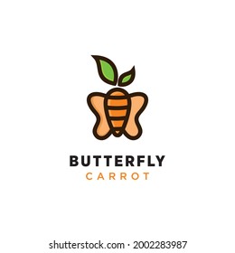 Orange carrot butterfly logo design inspiration. With a flat and minimalistic logo style