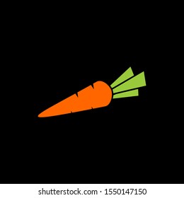 An orange carrot and green leaves.