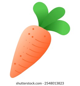 Orange carrot with green leaves, cute icon shape.