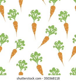 orange carrot hand drawn vector seamless pattern white background