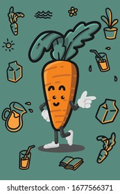 Orange Carrot Happy and Cute Mascot