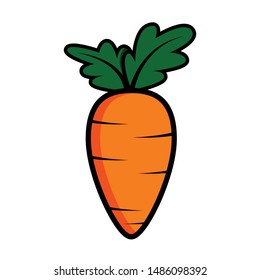 Orange carrot with leaves vector line art