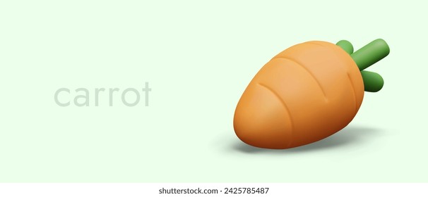 Orange carrot in plasticine style. Cute advertising poster for social networks