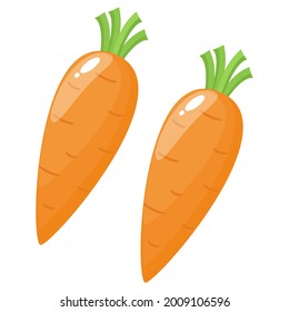 Orange carrot simple illustration on white background. Vector of fresh fruit or vegetable simple concept, minimal design for icon, logo, symbol, fresh carrot