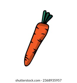 Orange carrot with tops. Vector illustration hand-drawn, isolated illustration. Clipart, template, sketch, icon, sketch.