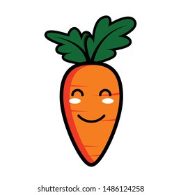 orange carrots with leaf emoticon smile happy vector