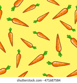 Orange carrots on a yellow background.