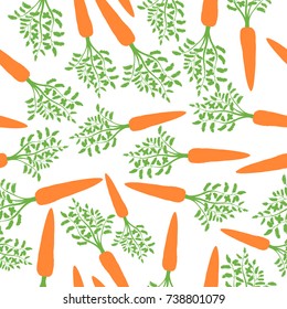 Orange Carrots Silhouette Seamless Pattern. Vector illustration
