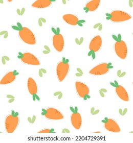 Orange Carrots Silhouette SeamlessPattern. illustration.colourful cartoon cute illustration carrots seamless pattern for background, wallpaper, texture, label, banner.