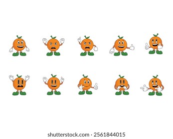 Orange Cartoon Character Element Set