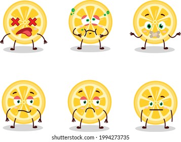 Orange cartoon in character with nope expression. Vector illustration