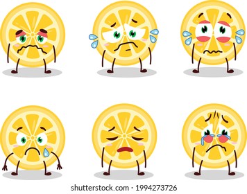 Orange cartoon in character with sad expression. Vector illustration