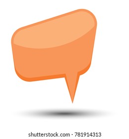 Orange cartoon comic balloon speech bubble without phrases and with shadow. Vector illustration.