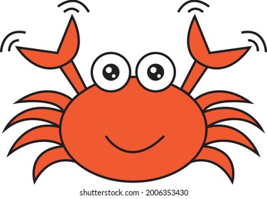 Orange cartoon crab. Vector isolated illustration.
