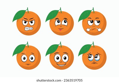 Orange cartoon with different emotions vector