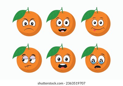 Orange cartoon with different emotions vector