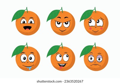 Orange cartoon with different emotions vector